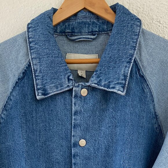 NWT, Men's Coastal Colorblocked Denim Varsity Jacket - Picture 3 of 3